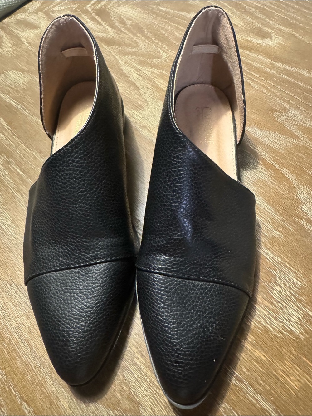 Catherine Malandrino Black Textured Pointed Slip-On Flats